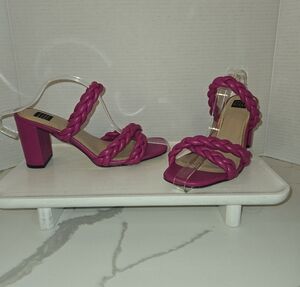 White House Black Market Adalynn Braided Block Heel Mule Sandals Pink Size 8